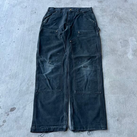 Vintage Y2K Carhartt black double knee work wear carpenter pants - Picture 1 of 8